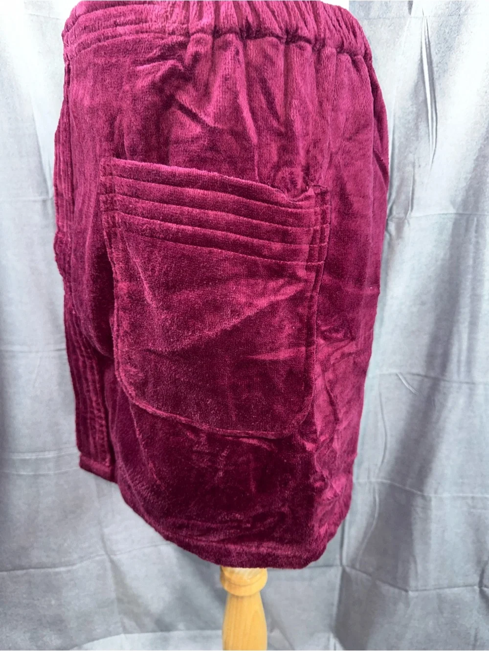 2409-Vintage Stafford Plush Velvet Wrap Skirt in Deep Wine